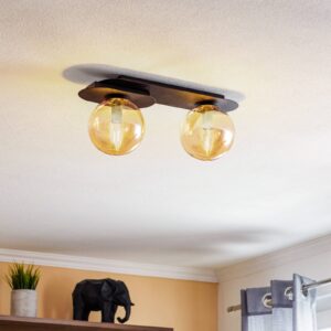 Svítidlo Euluna černá/jantarová ocel práškovaná/sklo