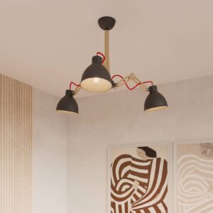 Svítidlo Euluna černá/světlé dřevo dřevo/kov