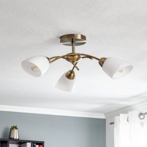 Svítidlo Euluna starobylá mosaz/bílá matná kov/sklo