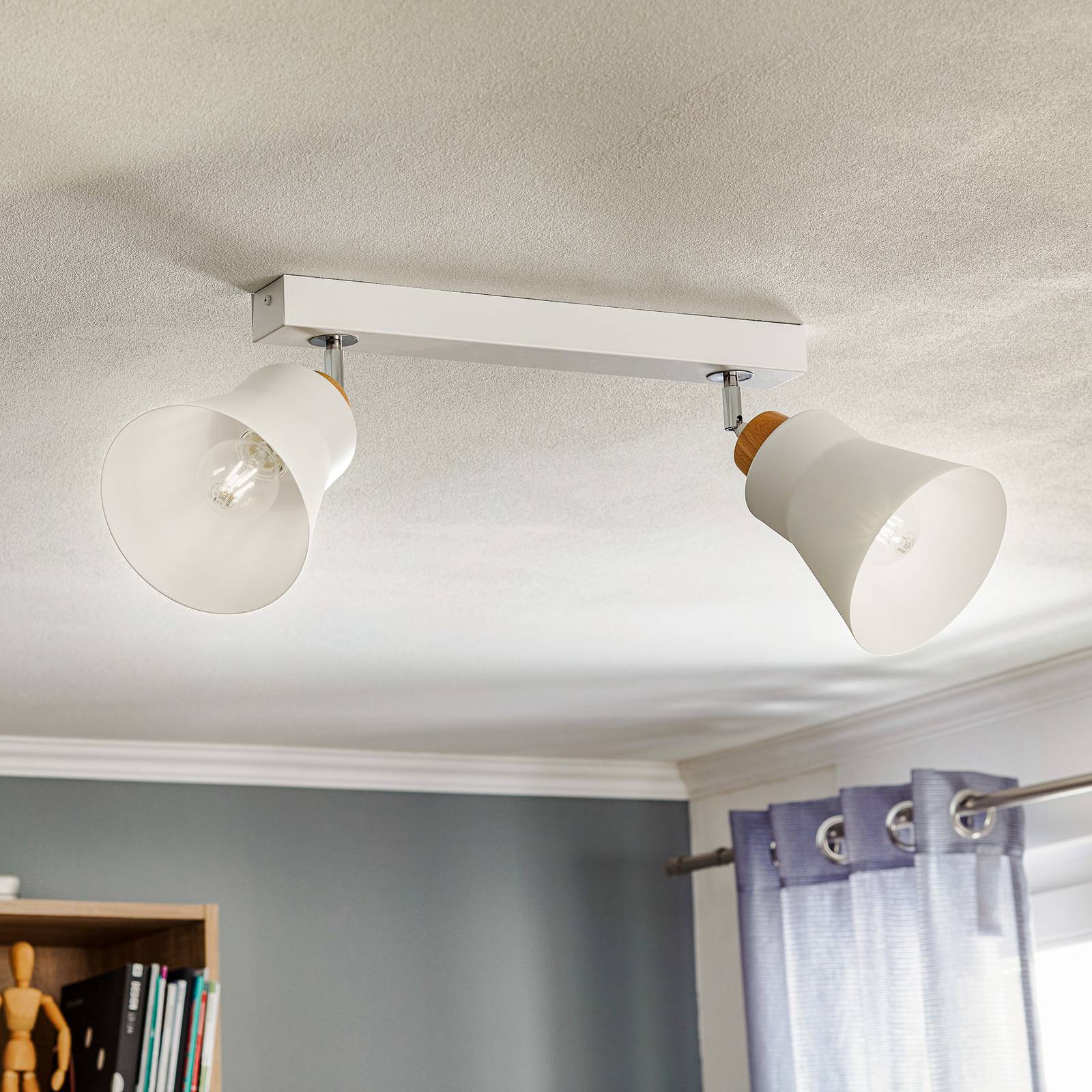 Svítidlo Euluna bílé kov/dřevo