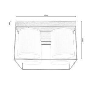 Svítidlo Euluna naolejovaný dub/černá/bílá dubové dřevo/kov/textil