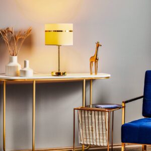 Svítidlo Euluna bílá/šedá/mosaz ocel/tkanina