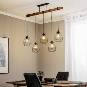 Svítidlo Euluna černá/hnědá dřevo/kov