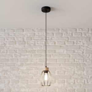 Svítidlo Euluna černá/naolejovaný dub kov/dubové dřevo