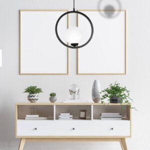 Svítidlo Euluna opálová/černá sklo/ocel