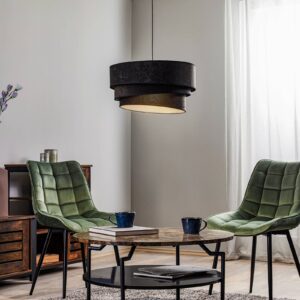 Svítidlo Euluna černá/zlatá textilie/PVC