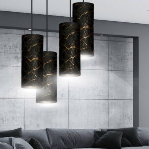 Svítidlo Euluna černá/zlatá látka/ocel