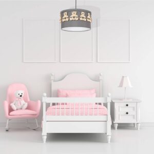 Svítidlo Euluna šedá/světlé dřevo textil/dřevo/kov