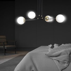 Svítidlo Euluna černý; opálový kov/sklo