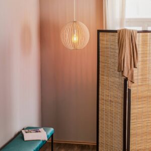 Svítidlo Euluna světlé dřevo/chrom ocel/dřevo