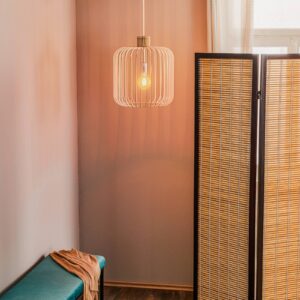 Svítidlo Euluna světlé dřevo/chrom ocel/dřevo