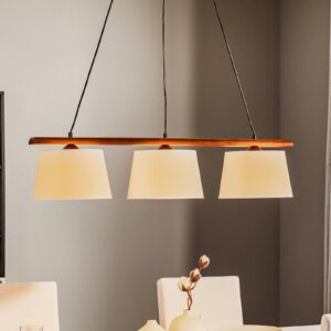 Svítidlo Euluna ořech dub/bílá dřevo/látka