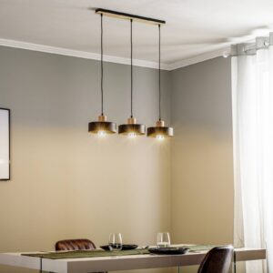 Svítidlo Euluna černá/světlé dřevo ocel/dřevo