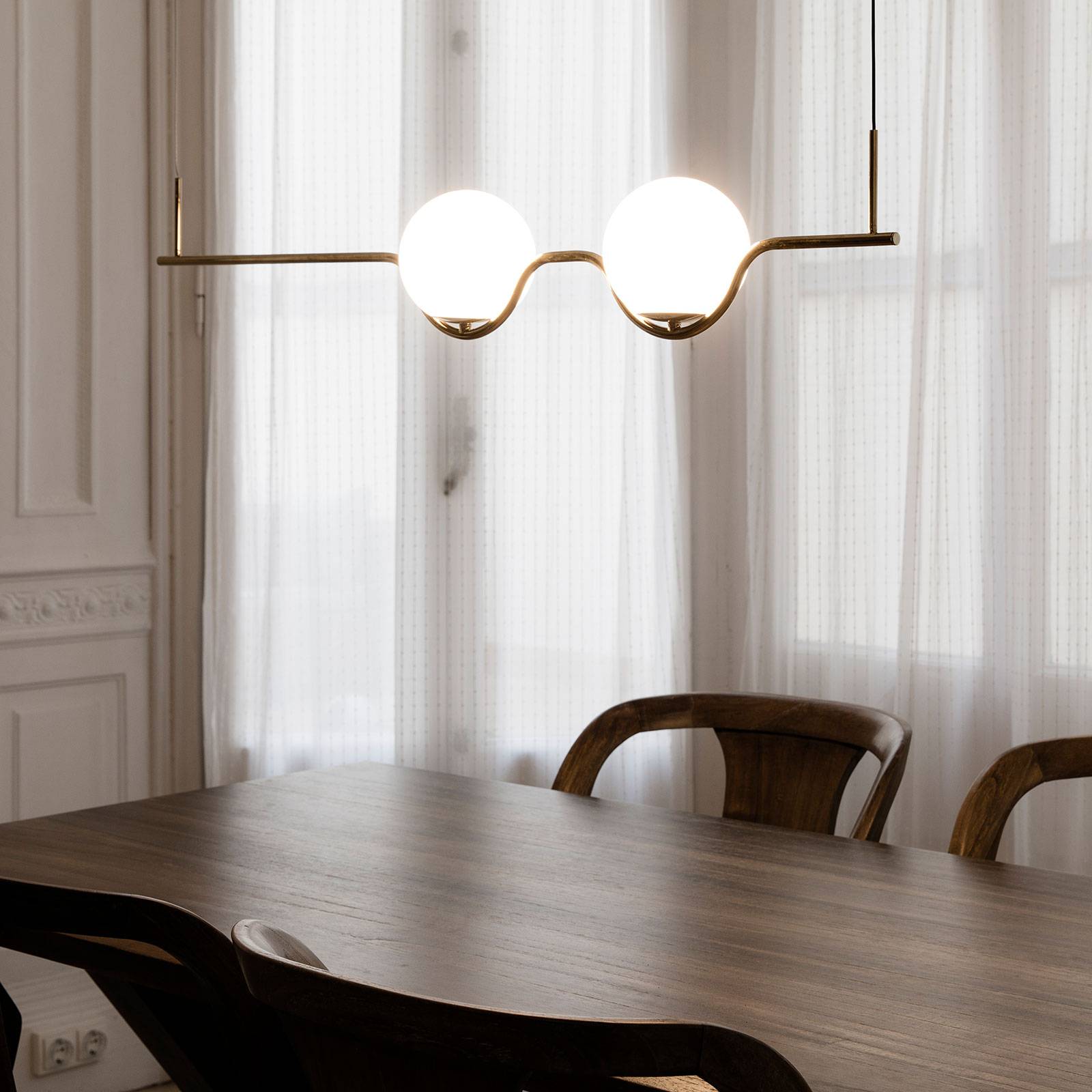 FARO BARCELONA Designové závěsné světlo Le Vita, LED 2 zdroje, Obývací pokoj / jídelna, hliník, opálové sklo, 6W, P: 103 cm - Image 3