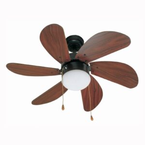 Svítidlo FARO BARCELONA hnědá/listy rotoru tmavý dřevěný vzhled/bílá kov/dřevo/sklo