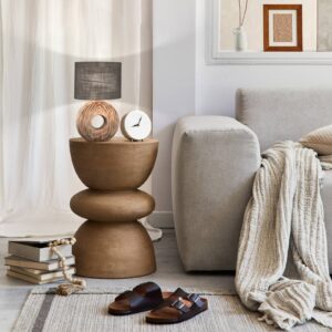 Svítidlo FISCHER & HONSEL tmavé dřevo/šedá kov/plátno