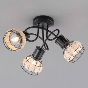 Svítidlo FISCHER & HONSEL matná černá/přírodní kov/ratan