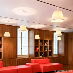 Svítidlo FLOS krémová/bílá látka/sklo/kov