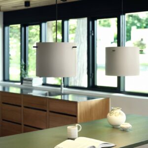 Svítidlo FRANDSEN černá/šedá matná ocel/tkanina