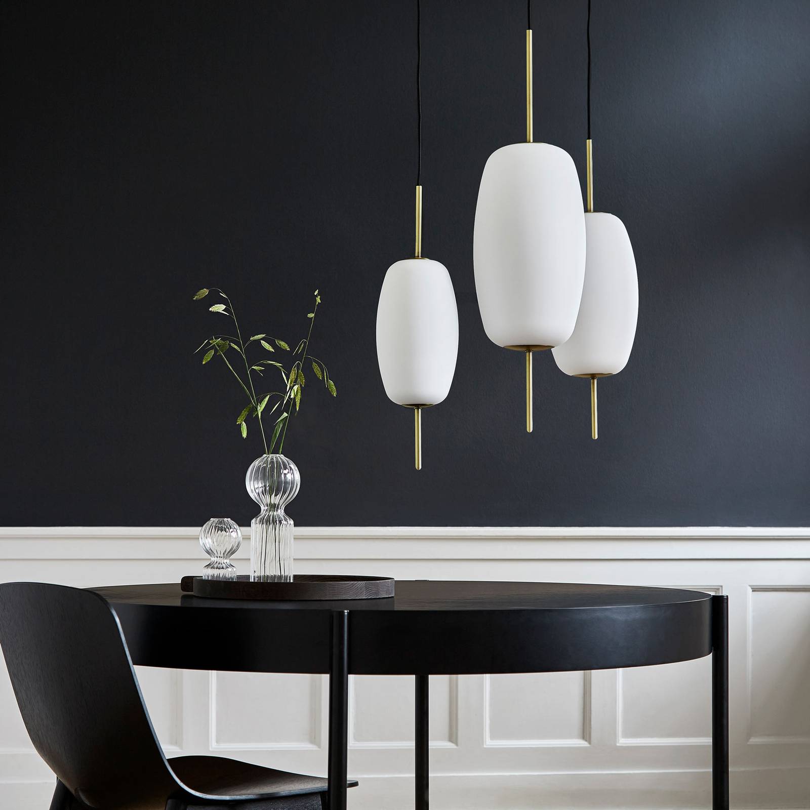 Svítidlo FRANDSEN bílá opálová/mosaz starožitná sklo/kov