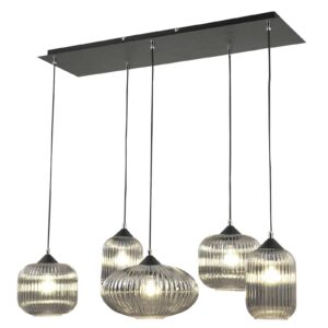 Svítidlo Fabas Luce šedá transparentní/černá kov/sklo foukané