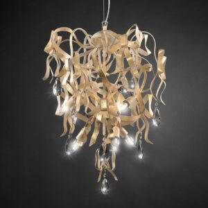 Svítidlo Ferro Luce pozlátko bíle patinované/čirá železo/křišťál