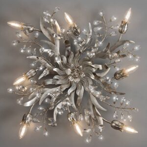 Svítidlo Ferro Luce lístkové stříbro/čirá železo/křišťál