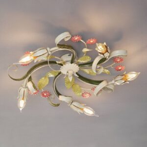 Svítidlo Ferro Luce krémová/zelená/červená železo