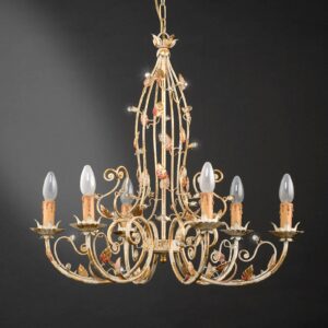 Svítidlo Ferro Luce zlatá patinovaná železo/křišťál Asfour