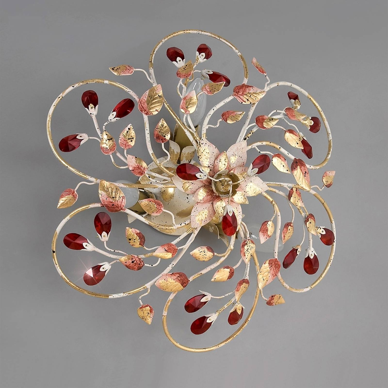 Svítidlo Ferro Luce bílá/zlatá/červená kov/křišťál