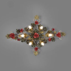 Svítidlo Ferro Luce červená/zelená/antická bílá kov