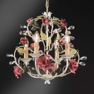 Svítidlo Ferro Luce krémová/bílá starobylá/červená/zelená/čirá kov/křišťál