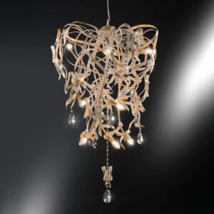 Svítidlo Ferro Luce pozlátko bíle patinované/čirá železo/křišťál