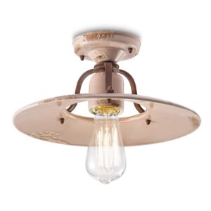 Svítidlo Ferroluce antická starožitná růžová/rezavě hnědá keramika/kov