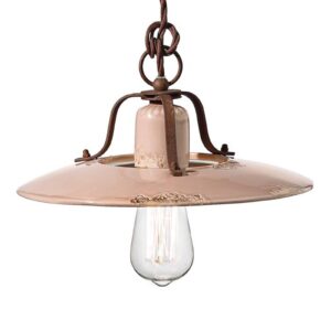 Svítidlo Ferroluce antická starožitná růžová/rezavě hnědá keramika/kov