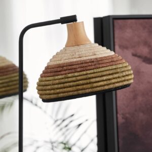 Svítidlo Forestier zelená/béžová/světlé dřevo abaka/rafie/kov