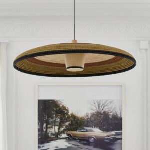 Svítidlo Forestier zelená/hnědá/béžová ratan/abacá