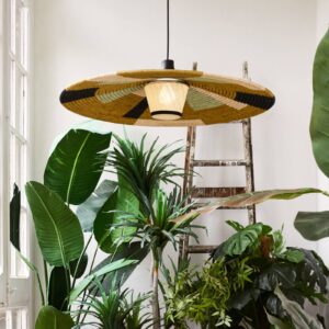 Svítidlo Forestier zelená/černá/béžová ratan/abacá