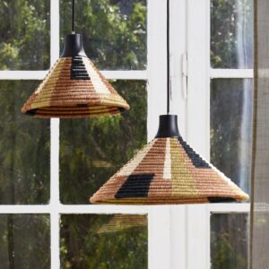 Svítidlo Forestier hnědá/zelená/černá ratan/abacá