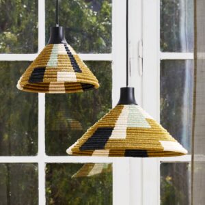 Svítidlo Forestier zelená/černá/béžová ratan/abacá