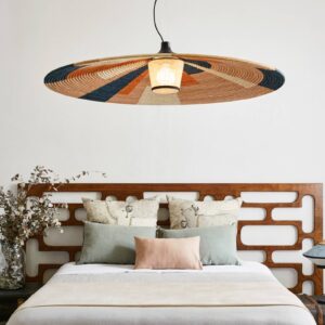 Svítidlo Forestier písková/modrá/béžová ratan/abacá