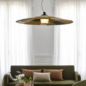 Svítidlo Forestier zelená/černá/béžová ratan/abacá