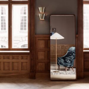 Svítidlo GUBI mosaz/krémově bílá kov/dřevo/textil