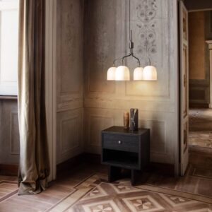 Svítidlo GUBI šedý/bílý červený bronz-mosaz/kostní porcelán