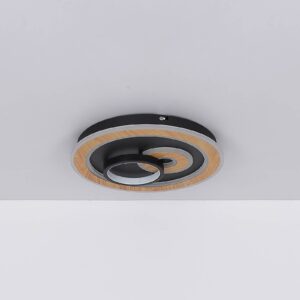 Svítidlo Globo černá/světlé dřevo/opál kov/plast