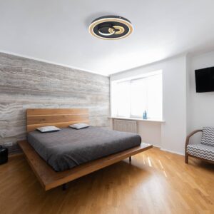 Svítidlo Globo černá/světlé dřevo/opál kov/plast