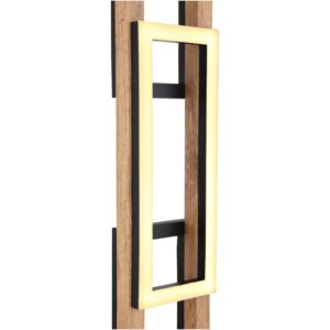 Svítidlo Globo černá/světlé dřevo/opál kov/MDF dřevěná dýha/plast