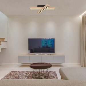 Svítidlo Globo černá/dub/opálová kov/MDF dýha/akryl