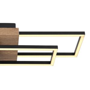 Svítidlo Globo černá/světlé dřevo/opál kov/MDF dřevěná dýha/plast