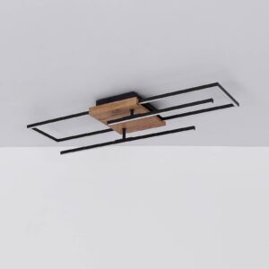 Svítidlo Globo černá/světlé dřevo/opál kov/MDF dřevěná dýha/plast